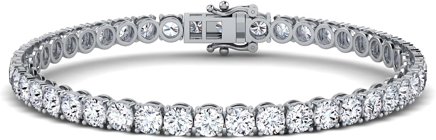 0.50-15 Carat Lab Grown Classic Diamond Tennis Bracelet 4 Prong Setting Luxury Collection (F-G Color, SI Clarity) Length- 7 Inch