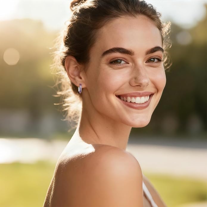 Trendy CZ Gold/Silver Hoop Earrings for Women Square Hypoallergenic chunky gold Hoop Earrings Geometric Minimalist Rectangle Hoops