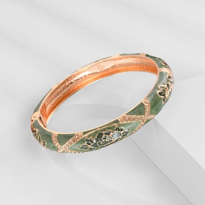 wynameleri Vintage Cloisonne Jewelry Gorgeous Rhinestone Handcrafted Bracelets Enamel Flower Bird Hinged Cuff Bangles Gifts 88A