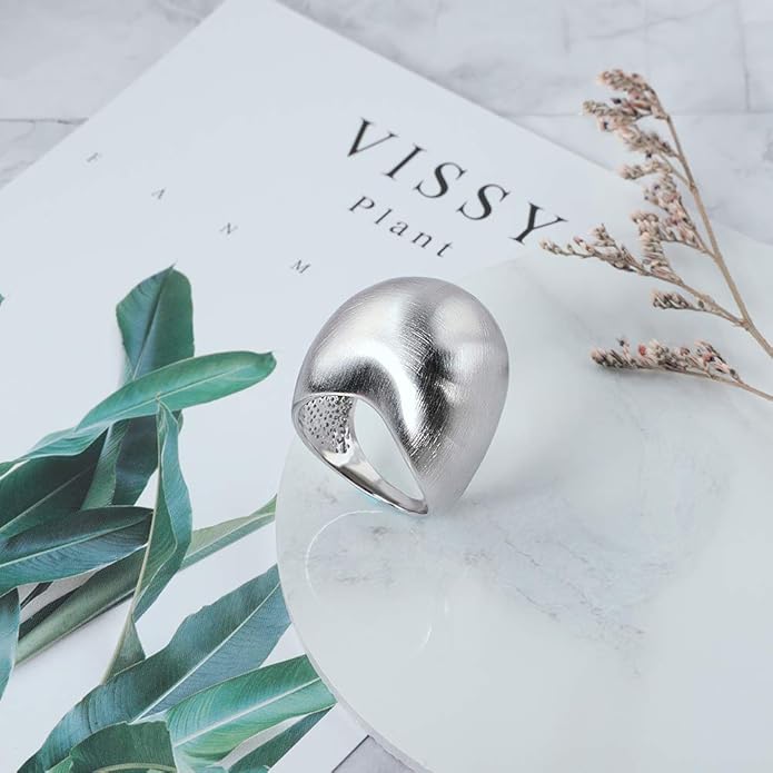 Gold and Silver Rings for Women, Chunky Signet Statement Rings Gold Plated Band Ring Wide Metal Square Rings Cocktail Costume Jewelry