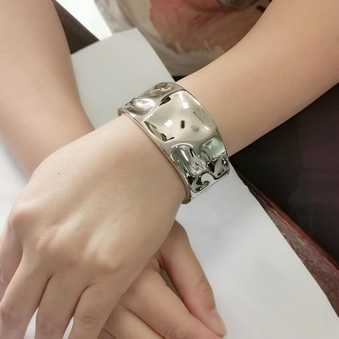 Gold/Silver Cuff Bangle Bracelets For Women Chunky Waterdrop Twisted Hinged Bangle Bracelets Minimalist Arm Cuff Bracelet Jewelry Gifts