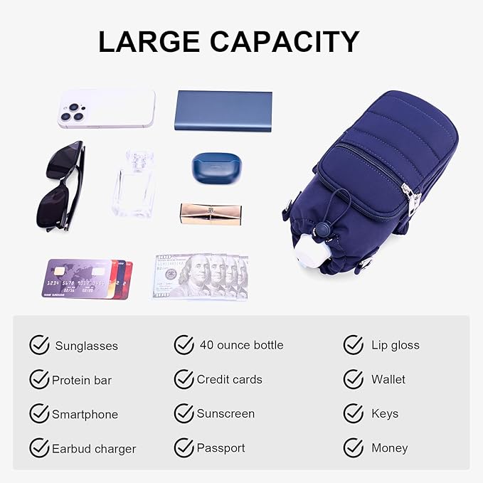 Water Bottle Bag 40 oz Crossbody Holder for Walking Hiking Insulated Carrier Purse with Adjustable Strap-CubbioBaby