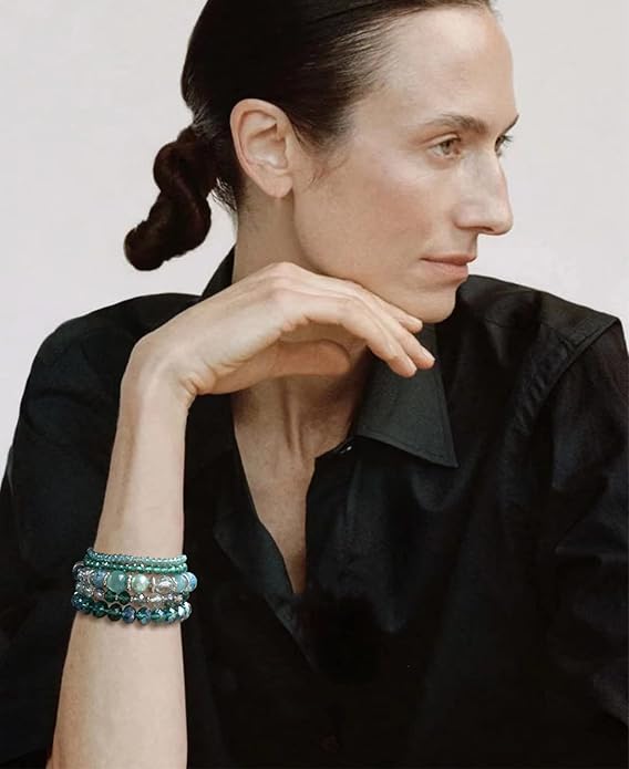 Noessla Beaded Boho Stretch Bracelet Colorful Stackable Crystal Beads Bracelets Trendy Costume Jewelry Mothers Day Gifts for Women