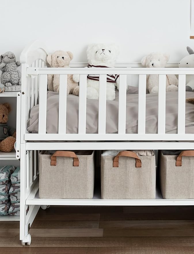 StorageWorks Storage Bins, Fabric Storage Bins for Shelves, Storage Baskets with Metal Frame, Closet Baskets and Bins with Handles, Brown and Beige, 2-Pack-CubbioBaby