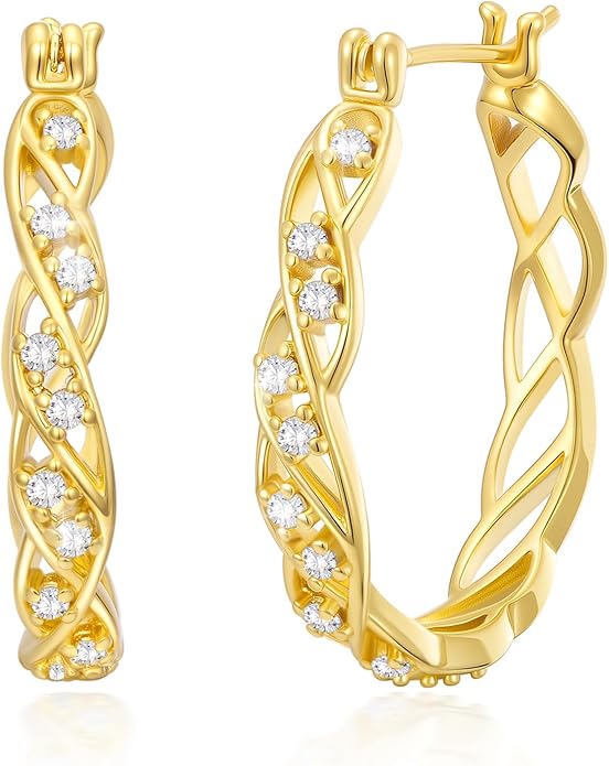 14K Gold Hoop Earrings 14K Gold Earrings for Women Hypoallergenic Large 25mm Huggie Hoop Earrings Trendy Elegant Gold Earring Jewelry Gift