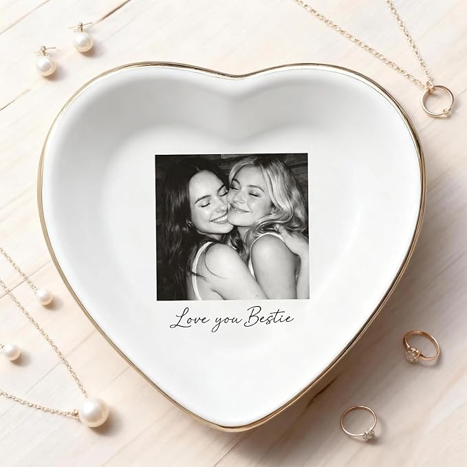 My4gifts Personalized Besties Photo Jewelry Dish, Sisters Jewelry Dish, Custom Besties Gifts, Bff Gifts, Friendship Gift, Best Friend Gift for Women, Custom Jewelrys Plate, Birthday, Christmas/3