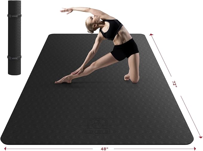 HAPBEAR Extra Large Yoga Mat - 72"x48"/78"x54", 1/4" & 1/3" Thick, Non-Slip, Durable, Eco-Friendly, Wide Exercise Mat for Home Workouts, Yoga, Pilates, Stretching, Meditation (Barefoot Exercise)-CubbioBaby