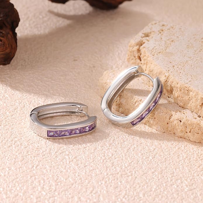 Trendy CZ Gold/Silver Hoop Earrings for Women Square Hypoallergenic chunky gold Hoop Earrings Geometric Minimalist Rectangle Hoops