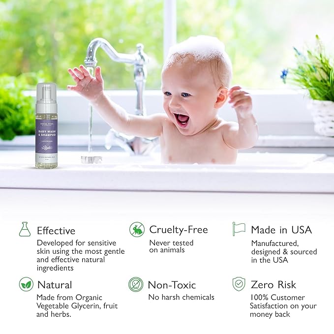 SoCal Suds & Company - Organic Foaming Baby Wash & Shampoo - Gentle Cleansing Newborn Body & Hair Soap for Sensitive Skin - Clean Natural Soothing Ingredients - Lavender, 6oz, 2-Pack-CubbioBaby