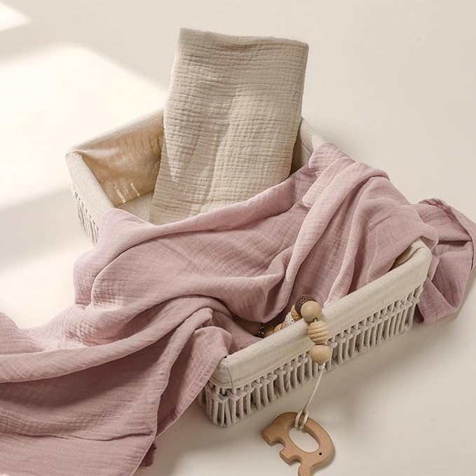 GLLQUEN BABY Muslin Swaddle Blankets for Girls, 2-Pack Organic Baby Blankets for Girl Boy, Newborn Receiving Blanket, Baby Swaddle Blanket Unisex, Baby Essentials, Registry & Gift, 40 x 38 inches-CubbioBaby