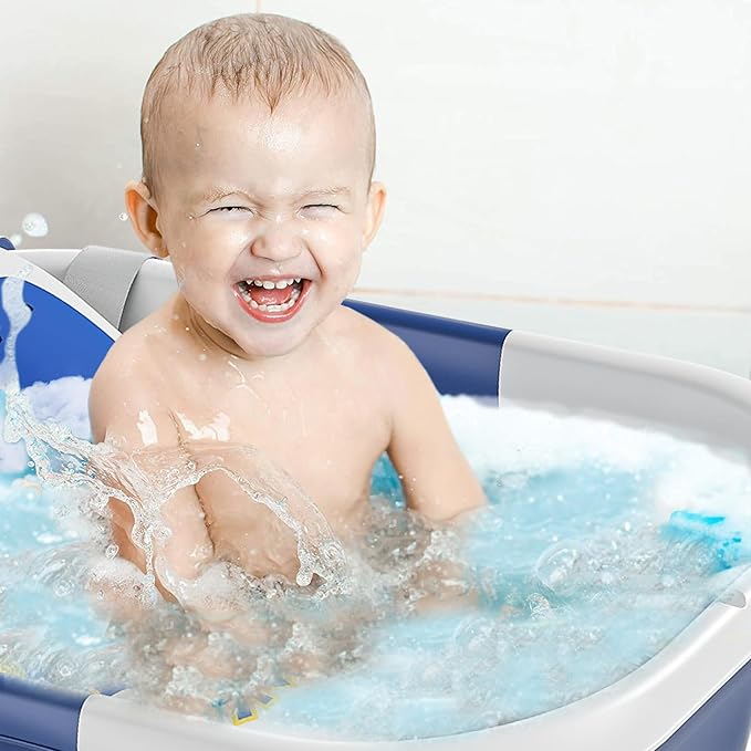 TPN Collapsible Baby Bathtub, Baby Bath Tub with Soft Cushion & Real-Time Thermometer, Baby Bathtub Infant to Toddler Tub (0-36 Months), Portable Newborn Travel Bath tub-CubbioBaby