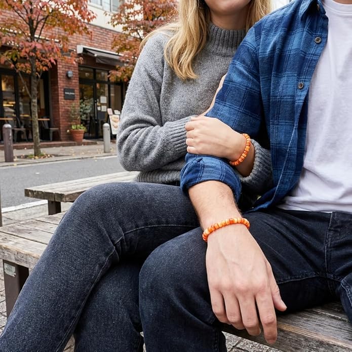 Puka Shell Bracelet Boho Adjustable Orange Beaded Surfer Anklet Handmade Natural Shell Jewelry Unisex Men Women Everyday Versatile Hawaiian Style