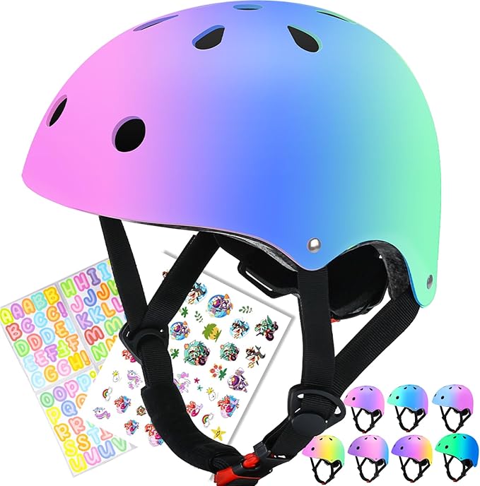 Color Gradient Adjustable Kids Bike Helmet Toddler Skateboard Helmets Boys Girls Child Ventilation Helmet for Multi-Sports Skating Cycling Scooter Balance-CubbioBaby