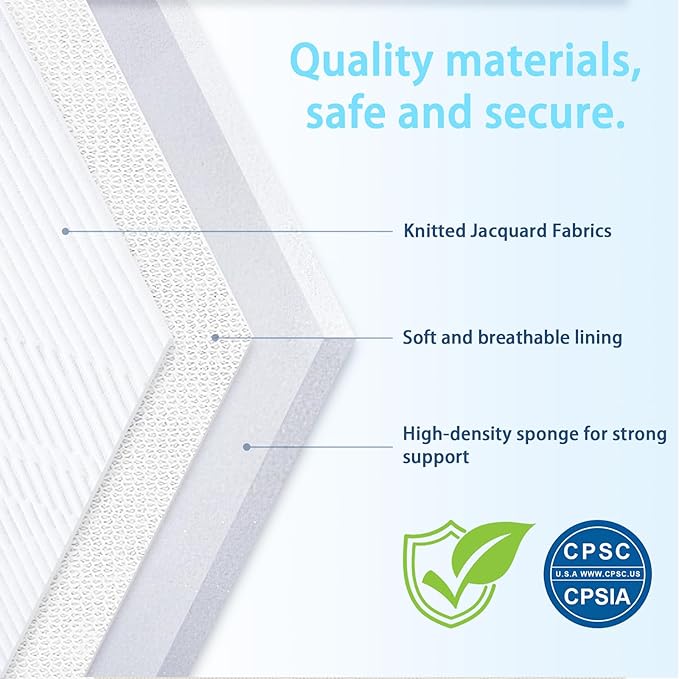 Pack and Play Mattress 38 x 26 x 1.5 in, Soft Breathable Pack N Play Mattresses with Washable Waterproof Cover for Baby ＆Toddler, Portable Crib Mattress for Playard-CubbioBaby