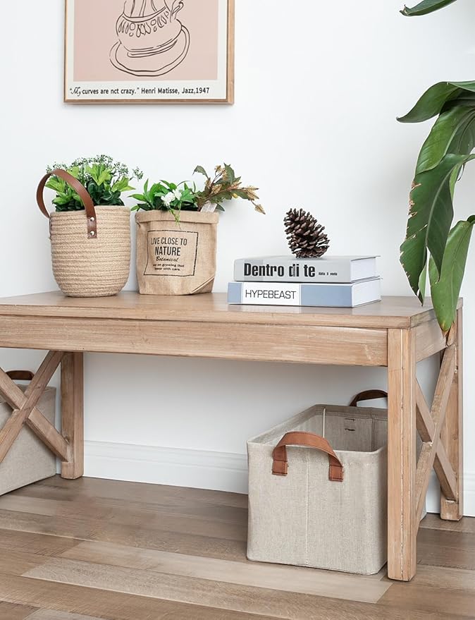 StorageWorks Storage Bins, Fabric Storage Bins for Shelves, Storage Baskets with Metal Frame, Closet Baskets and Bins with Handles, Brown and Beige, 2-Pack-CubbioBaby