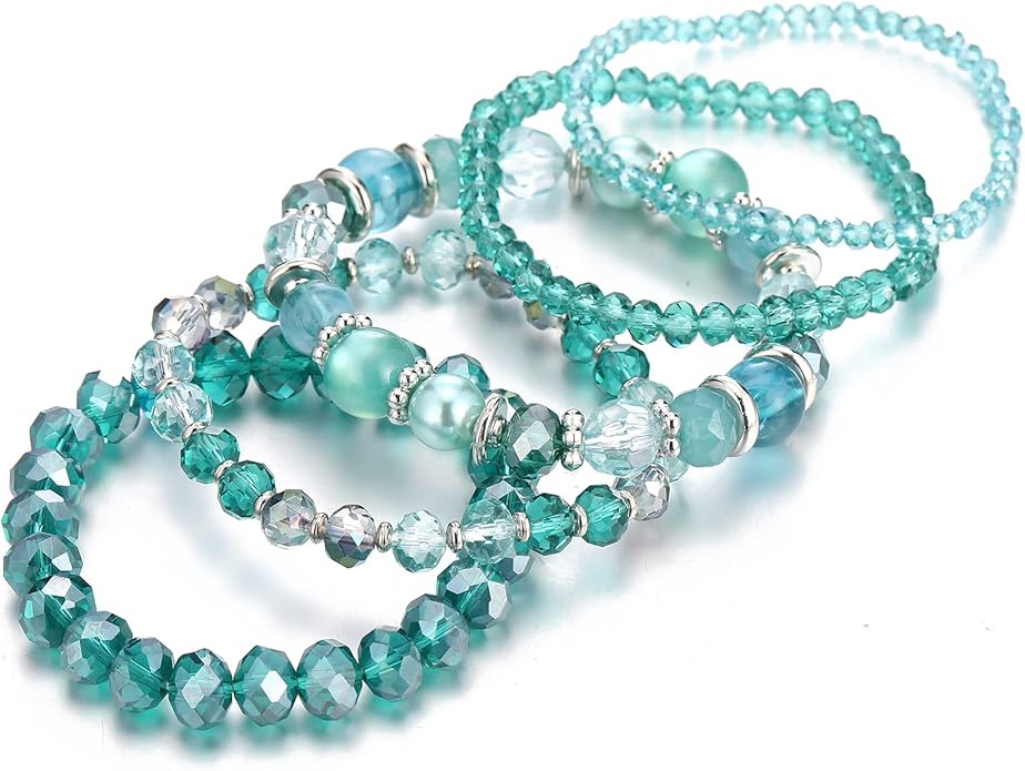Noessla Beaded Boho Stretch Bracelet Colorful Stackable Crystal Beads Bracelets Trendy Costume Jewelry Mothers Day Gifts for Women