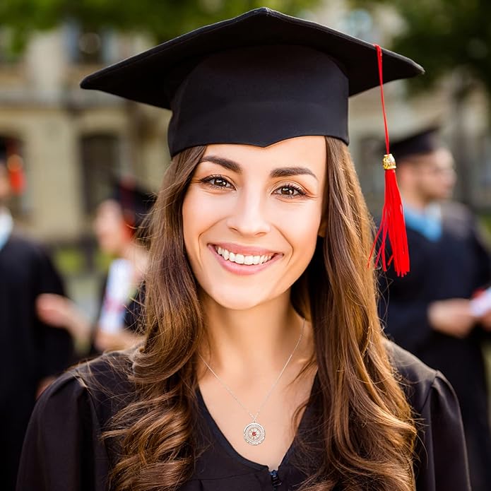 KINGWHYTE Graduation Gifts Birthstone Necklace for Women 925 Sterling Silver Compass Pendant Go in the Direction of your Dream Travel Jewelry Birthday Gift for Her