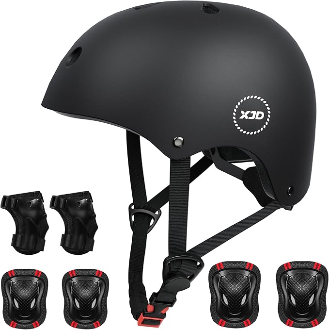 XJD Kids Bike Helmet,Multi-Sport Protective Gear Set for 3-5-8-14 Years Boys Girls with Knee and Elbow Pads Wrist Guards fit Roller Skates,Cycling,Skateboarding,Skating Scooter-CubbioBaby