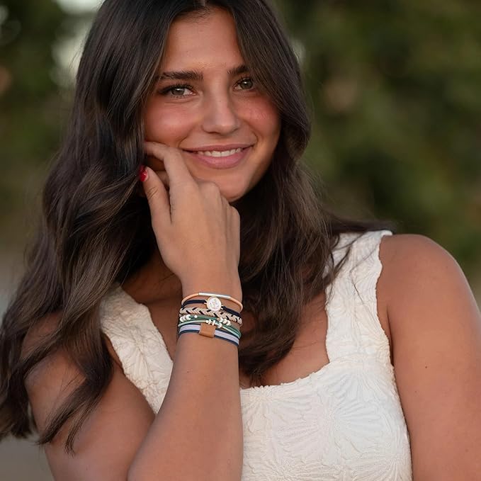 K'lani Anchor Bracelets for Women – Elastic Bracelets and Boho Hair Ties – Cute Hair Ties for Women and Hair Tie Accessories – Stylish Bracelets Boho Style for Hair and Wrist – Set of 5 (Large)