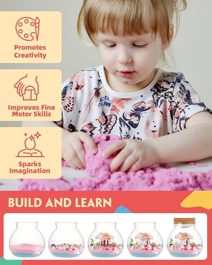 Light-Up Unicorn Terrarium Kit for Kids, DIY Arts & Crafts Gift for Girls Ages 4 5 6 7 8-12 Year Old, LED Night Light with Remote, Best Birthday Easter Unicorn Toys Gifts for Girls Kid