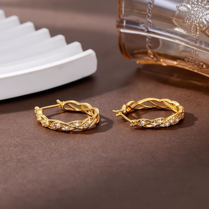 14K Gold Hoop Earrings 14K Gold Earrings for Women Hypoallergenic Large 25mm Huggie Hoop Earrings Trendy Elegant Gold Earring Jewelry Gift