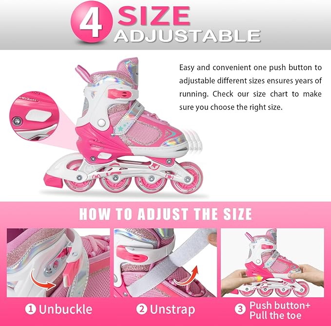 Nattork Blade Roller Skates for Boys with Light Up Wheel, Outdoor & Indoor Illuminating Black Inline Skates for Boys Little Kids Toddler Ages 5-8 4 5 6, Beginners-CubbioBaby