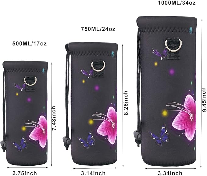 RICHEN Neoprene Water Bottle Carrier Bag with Adjustable Shoulder Strap,Insulated Water Bottle Cover for Stainless Steel/Glass/Plastic Bottles-CubbioBaby