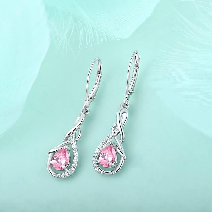 Starchenie Infinity Dangle Drop Earrings Sterling Silver Leverback Earrings Gemstones Twisted Jewelry