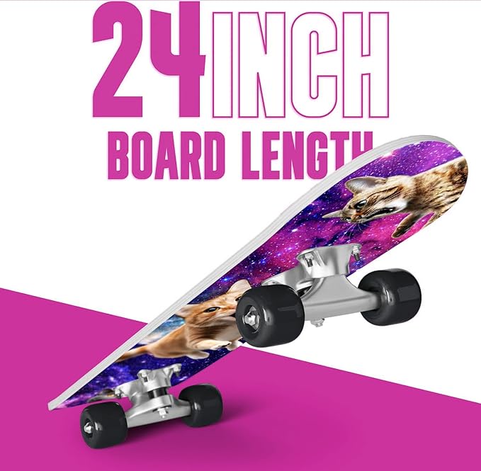 24 inch Rude Boyz Mini Cruiser Skateboard - Aluminium Trucks - Kids Skateboard Ages 5-8 Beginner - Skateboards for Kids-CubbioBaby