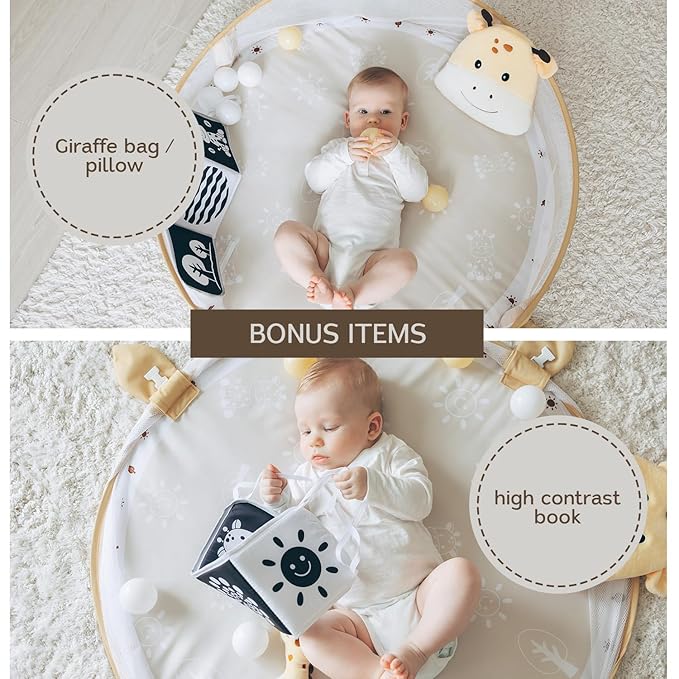 6-in-1 XL Play Mat & Play Gym, Baby Gym, Baby Activity Gym, Sensory Exploration and Motor Skill Development Toys (Sand)-CubbioBaby