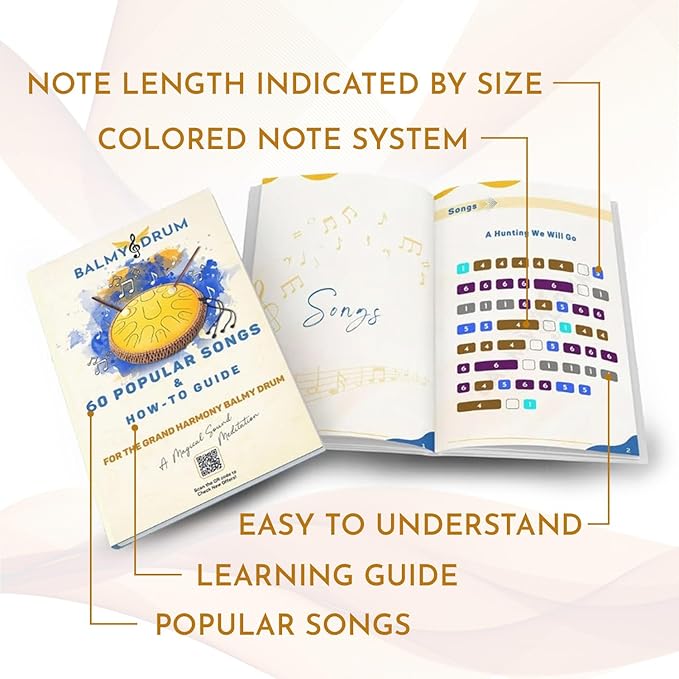 The Balmy Drum - 8 Note 6 Inch Steel Tongue Drum, Steel Drum Instrument, Drums For Children and Adults, Balmy Drum Set for Kids with Music Book, Handpan, Mallet and Carry Bag (Gold)-CubbioBaby