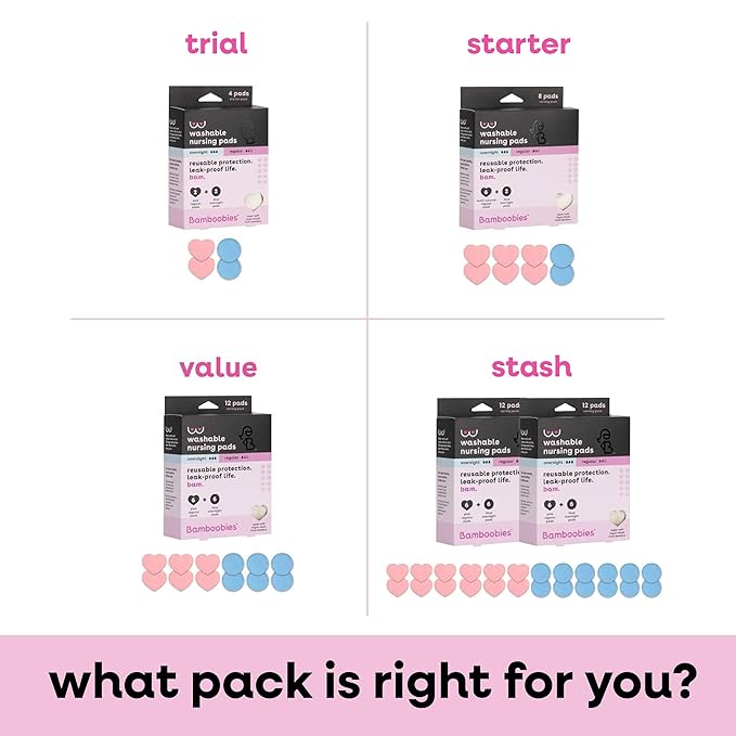 Bamboobies Nursing Pads, Ultra-Soft Velour, Reusable, Washable & Leak-Proof, 6 Ultra-Thin and 2 Overnight Pads for Breastfeeding-CubbioBaby