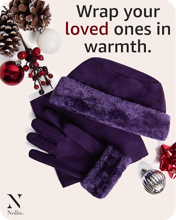 boxed-gifts Women's Warm Fleece Winter - Women's Hat and Glove Set + Hats Gloves Scarves for Women