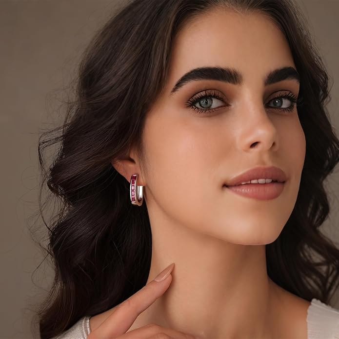 Trendy CZ Gold/Silver Hoop Earrings for Women Square Hypoallergenic chunky gold Hoop Earrings Geometric Minimalist Rectangle Hoops