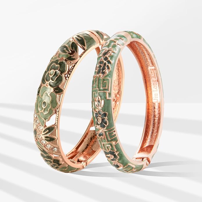 wynameleri Vintage Cloisonne Jewelry Gorgeous Rhinestone Handcrafted Bracelets Enamel Flower Bird Hinged Cuff Bangles Gifts 88A