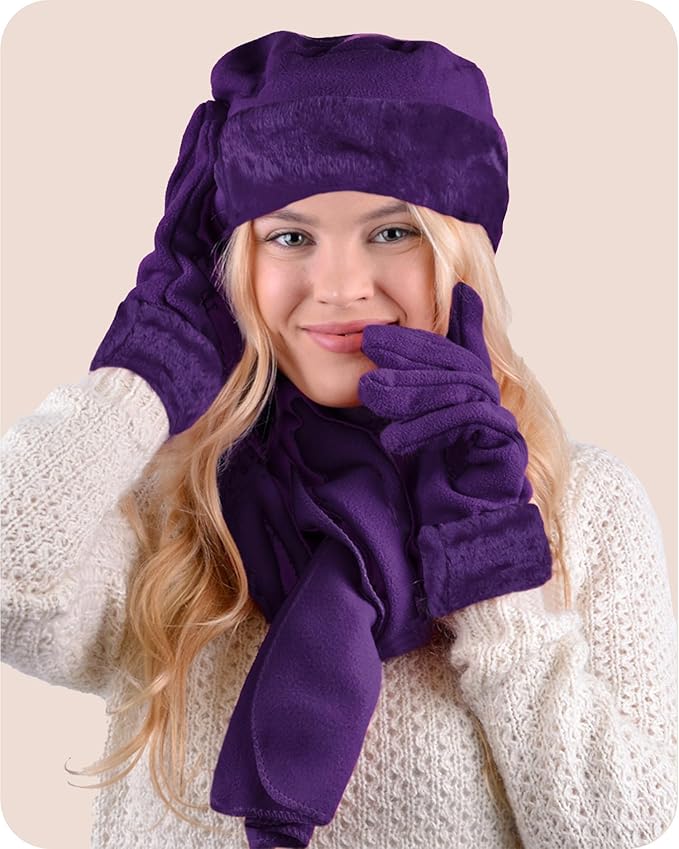 boxed-gifts Women's Warm Fleece Winter - Women's Hat and Glove Set + Hats Gloves Scarves for Women