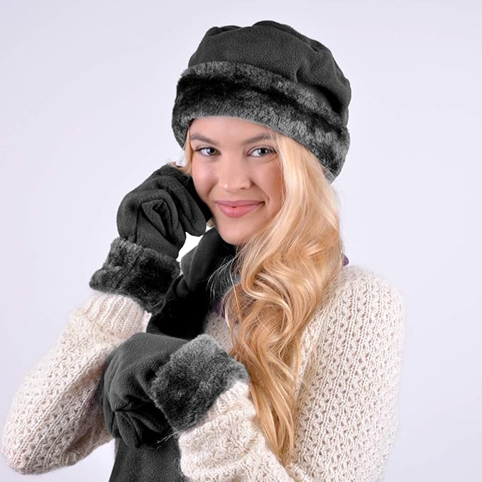 boxed-gifts Women's Warm Fleece Winter - Women's Hat and Glove Set + Hats Gloves Scarves for Women