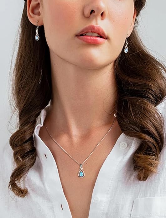 Starchenie Infinity Dangle Drop Earrings Sterling Silver Leverback Earrings Gemstones Twisted Jewelry