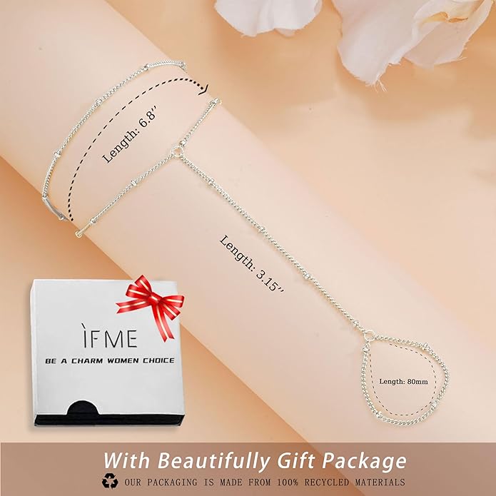 ÌF ME Hand Chain Bracelet Set 14K Gold Plated Durable Gold Bracelets for Women Adjustable Finger Bracelet Hand Jewelry with Extender Perfect for Everyday Wear Ring Bracelet Hand