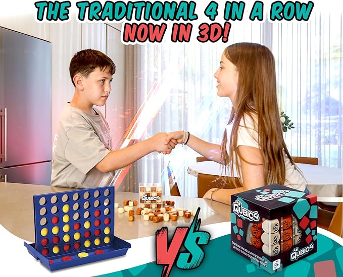 , a Unique 4 in A Row Game, 3D Strategy Board Game for Critical Thinking. The Classic Grid Game in a Sleek Acrylic Cube. Superbly Designed Wooden Cubes. Tactical Game Play for All Ages-CubbioBaby