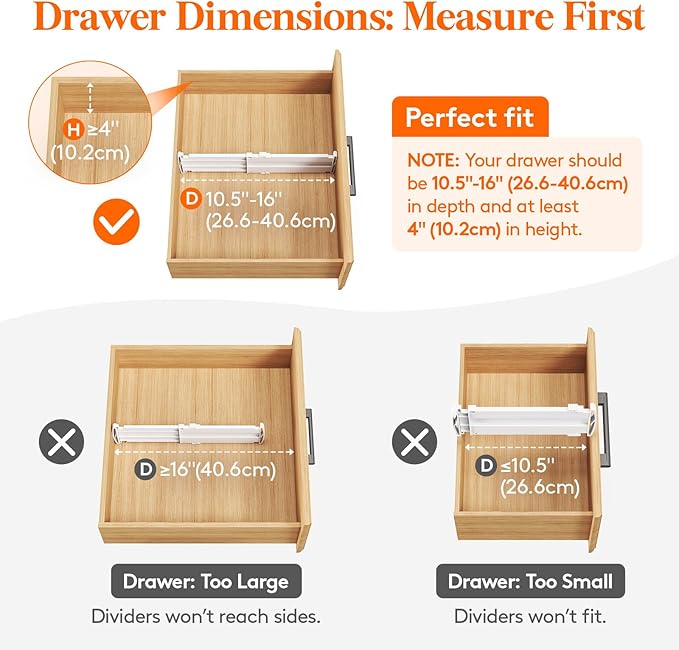 Lifewit 12 Pack Drawer Dividers 4" High, 10.5-16.5" Dresser Drawer Divider, Adjustable Drawer Organizers for Clothes, Plastic Drawers Separators for Dresser, Bedroom, Bathroom, Kitchen, Office-CubbioBaby