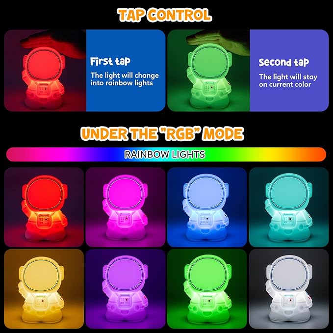 Astronaut Night Light for Kids Room Night Lamp Children Toddler Room Decor Silicone Baby Nursery Night Lights-CubbioBaby