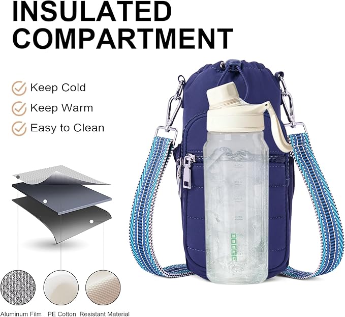 Water Bottle Bag 40 oz Crossbody Holder for Walking Hiking Insulated Carrier Purse with Adjustable Strap-CubbioBaby