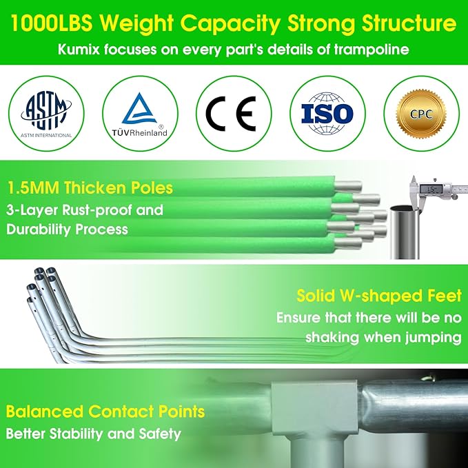 SKYUP Tranpoline 1500LBS 16 15 14 12 10 8 FT Tranpoline for 7-10 Kids and Adults, Windproof Outdoor Tranpoline with Enclosure Net, Basketball Hoop, Easy to Install & Last Long - ASTM Approved-CubbioBaby