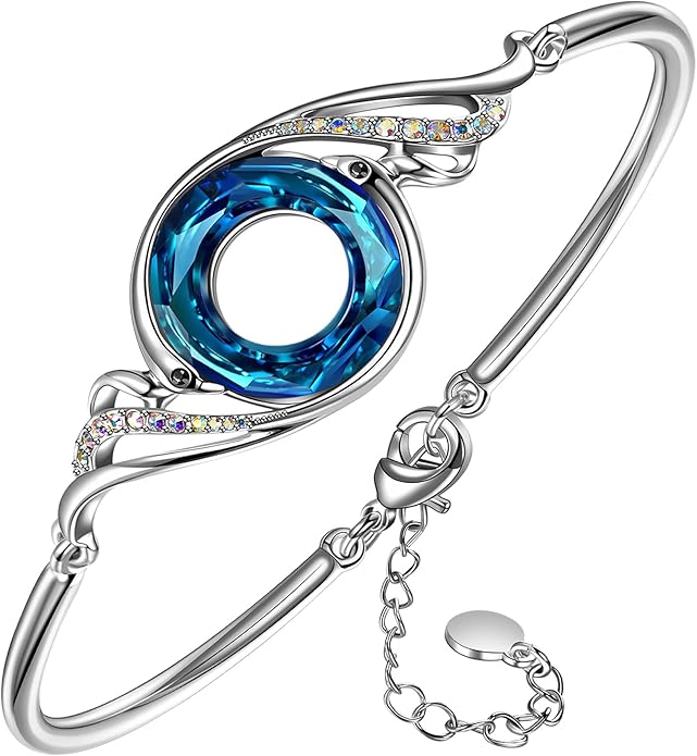 Kate Lynn "Rise From the Ashes" Phoenix Bracelet Made with Crystals from Austria, Adjustable Bangle Bracelet for Women 7"+2", Packaged with Jewelry Box, Birthday Gift for Women, Symbol of Luck and Renewal