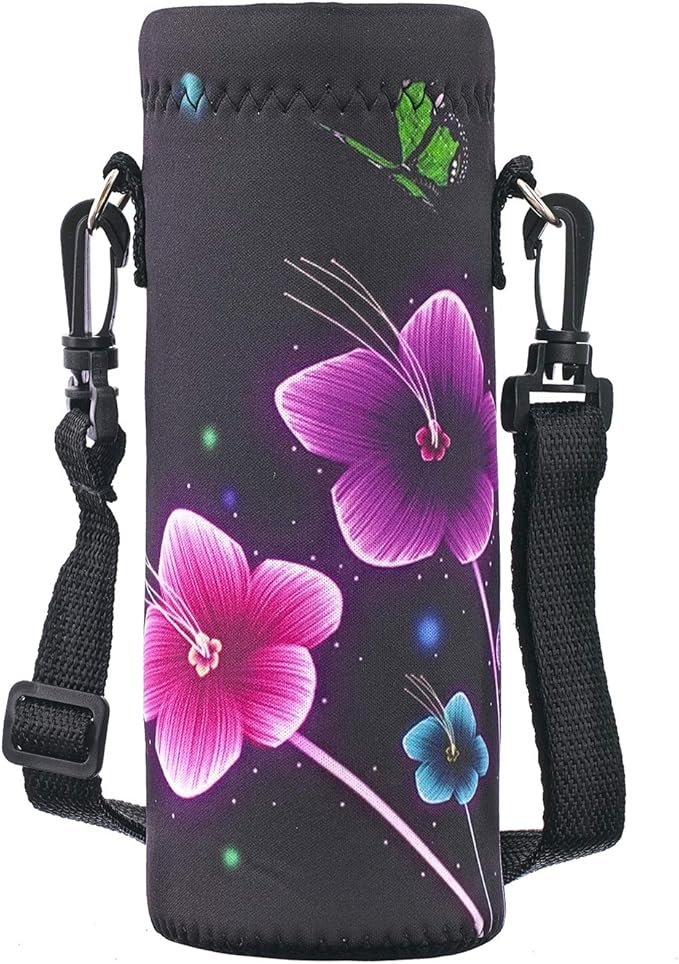 RICHEN Neoprene Water Bottle Carrier Bag with Adjustable Shoulder Strap,Insulated Water Bottle Cover for Stainless Steel/Glass/Plastic Bottles-CubbioBaby