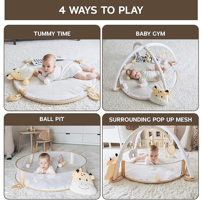 6-in-1 XL Play Mat & Play Gym, Baby Gym, Baby Activity Gym, Sensory Exploration and Motor Skill Development Toys (Sand)-CubbioBaby