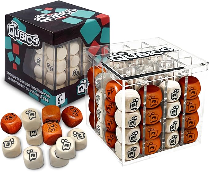 , a Unique 4 in A Row Game, 3D Strategy Board Game for Critical Thinking. The Classic Grid Game in a Sleek Acrylic Cube. Superbly Designed Wooden Cubes. Tactical Game Play for All Ages-CubbioBaby