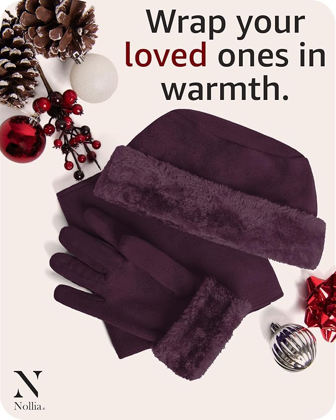 boxed-gifts Women's Warm Fleece Winter - Women's Hat and Glove Set + Hats Gloves Scarves for Women