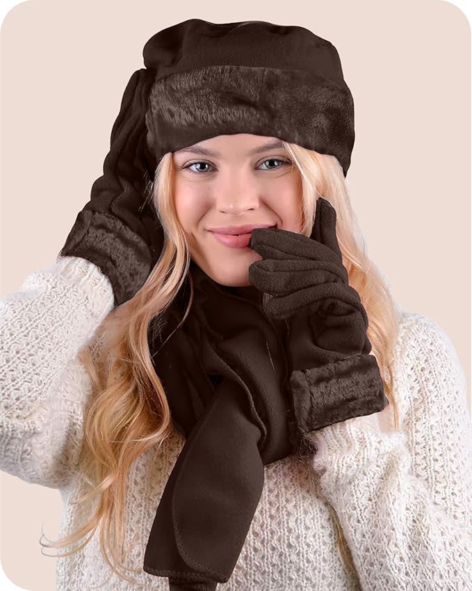 boxed-gifts Women's Warm Fleece Winter - Women's Hat and Glove Set + Hats Gloves Scarves for Women